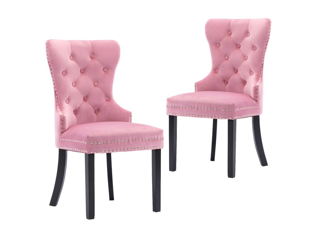 Set of 2 pink velvet dining chairs 09544OILT