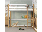 Wooden loft bed N03 White / Natural Oak 120x180