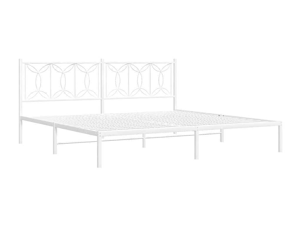 Metal bed frame with white headboard, 193x203 cm, 62700QDTX