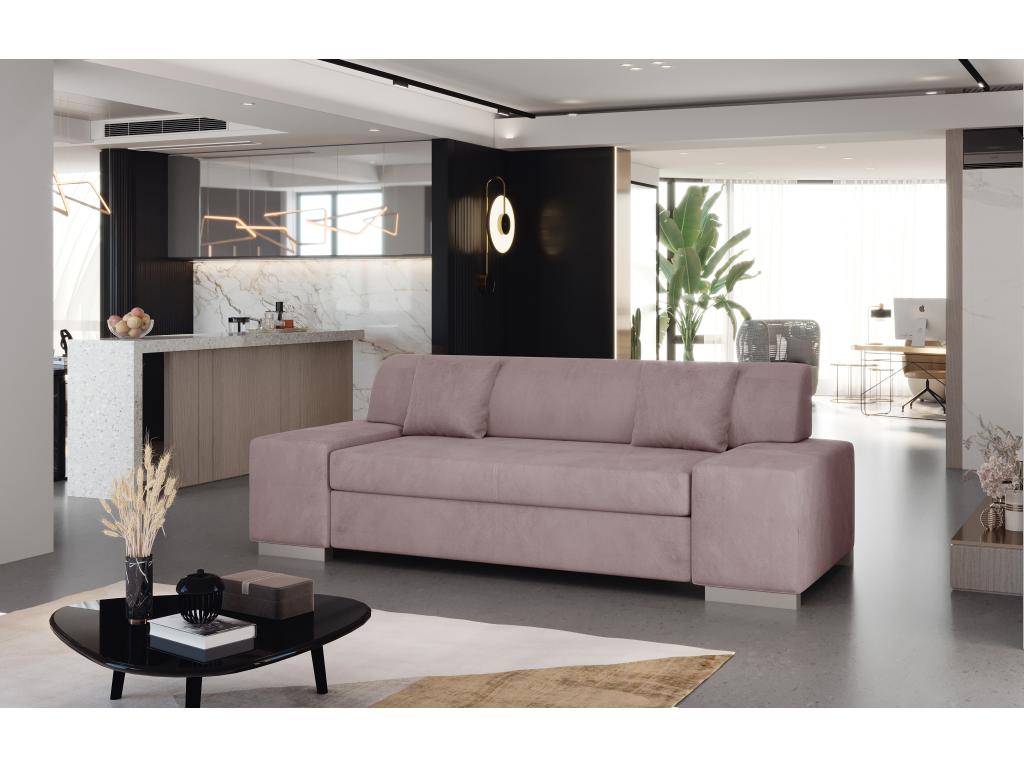 Homelumiere 210cm Minimalist 3-4 Seater Pink Velvet Sofa
