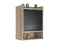 Kitchen storage cabinet with sliding door, wood/black - Bohometop 22196HYPM