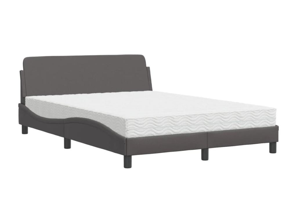 Bed with grey mattress 120x200 cm faux leather