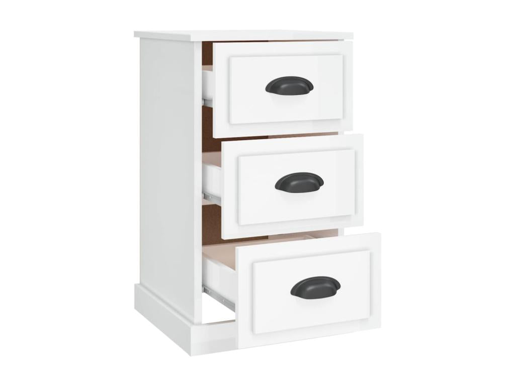 High-gloss white bedside table, 39x39x67 cm, engineered wood, 60846KNRE