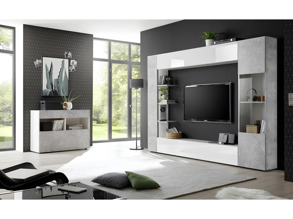 Homelumiere concrete TV unit set, 295 cm