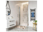Hinged shower door 110x187cm in 6mm anti-limescale glass with white shower tray 110x80x3cm 44969IXQY