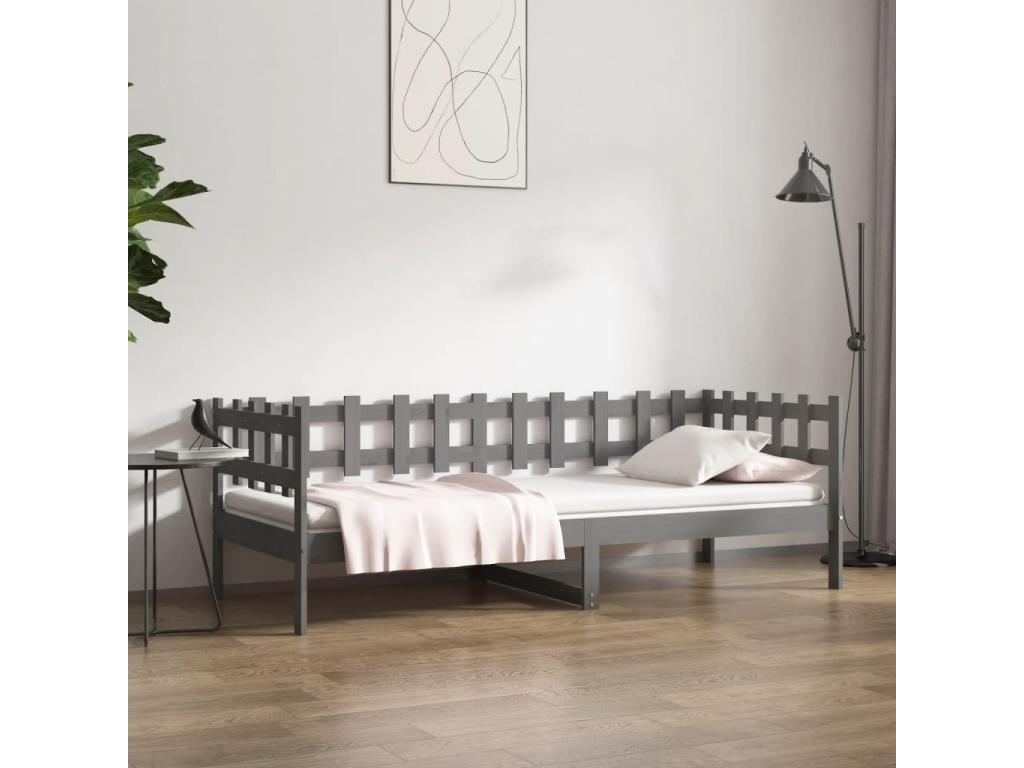 Grey Daybed 80x200 cm Solid Pine Wood