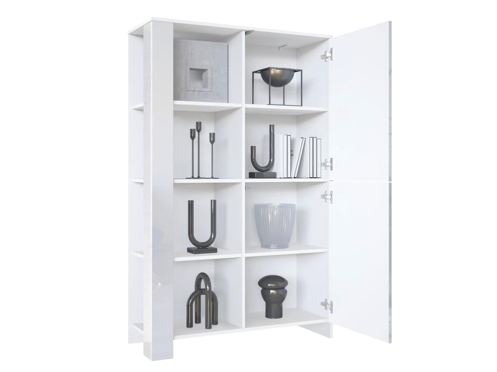 Bohometop Matte White and Oak Effect Cabinet with Lacquered Doors, WxHxD 95x151.5x36 cm, 10152IYGI
