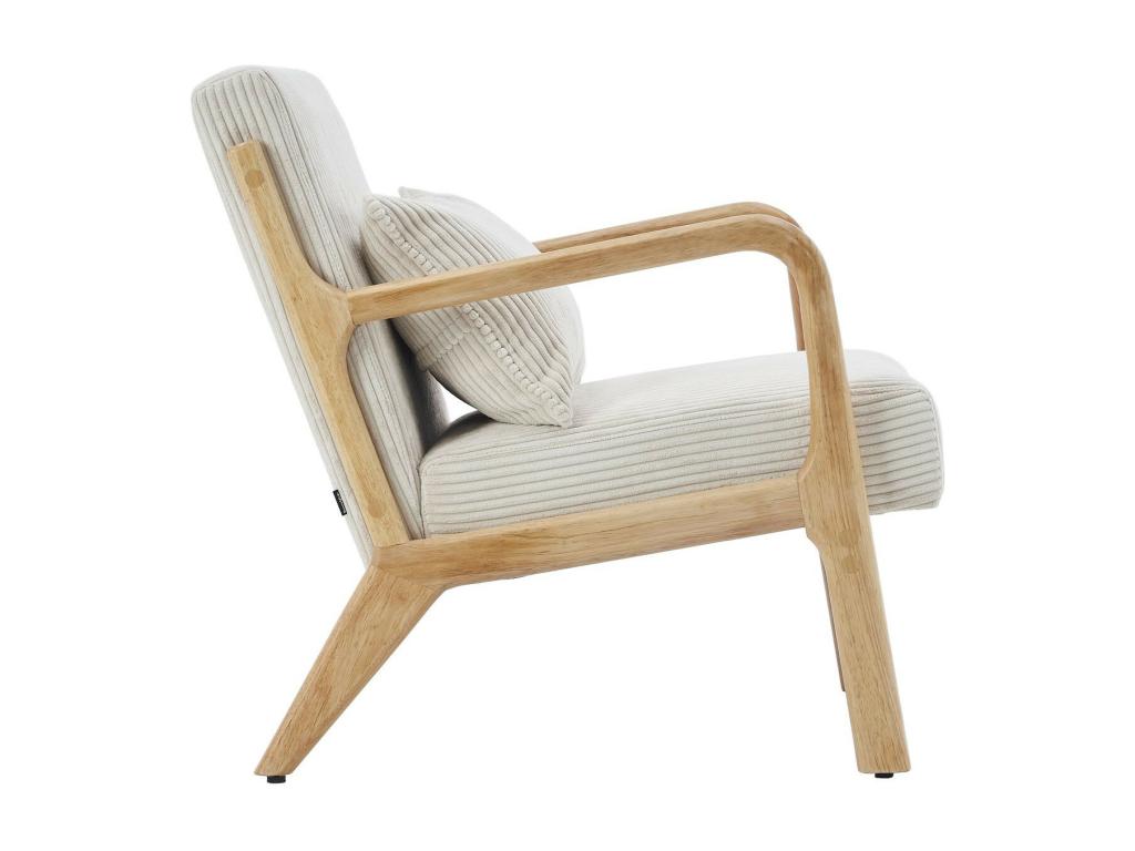 Armchair in wood and beige corduroy - Homelumiere
