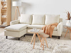 Modern Left-Facing Corner Sofa with Solid Wood Legs and Beige Polyester Fabric Seat - Bohometop 38236JZEO