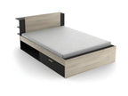 Bed frame with storage 140x190/200 Black/Light Oak - Delimoa - W 144.5 x D 227 x H 87.5 cm 15784NVJD