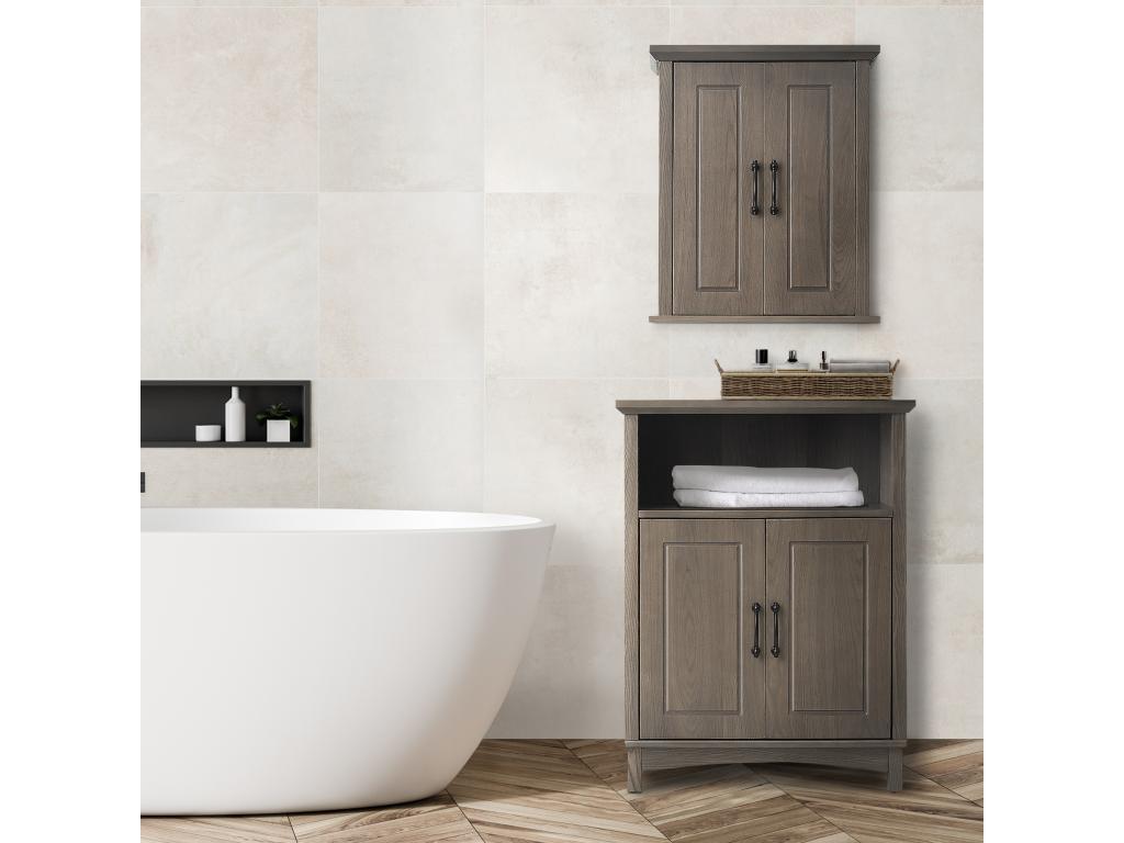 Homelumiere Home Homelumiere Farmhouse Wooden Floor Cabinet Salted Oak