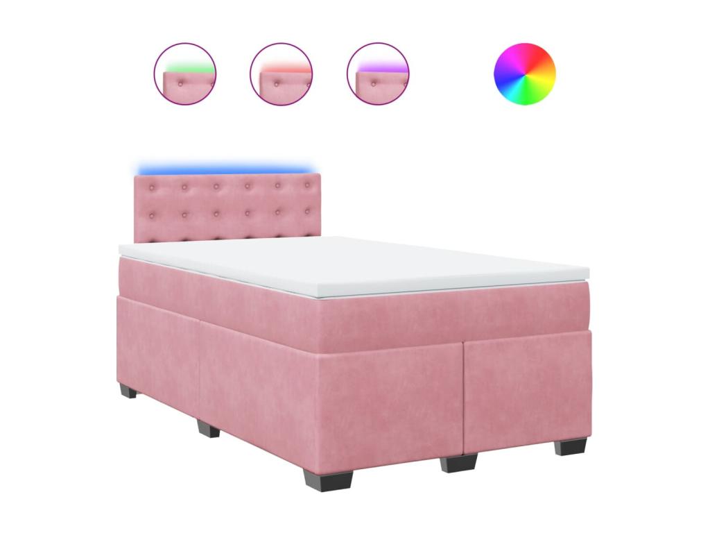 Bohometop bed base with pink velvet mattress 120x190 cm 48326FWJI