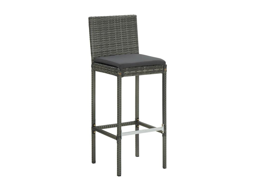 7-piece garden bar set and cushions, Grey Wicker Resin 53848JARO