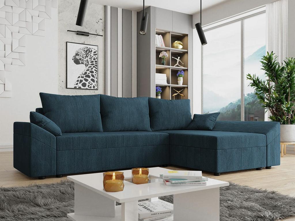 Homelumiere 104 Turquoise Corner Sofa with Sleeping Function and 240x140cm Bedding Box