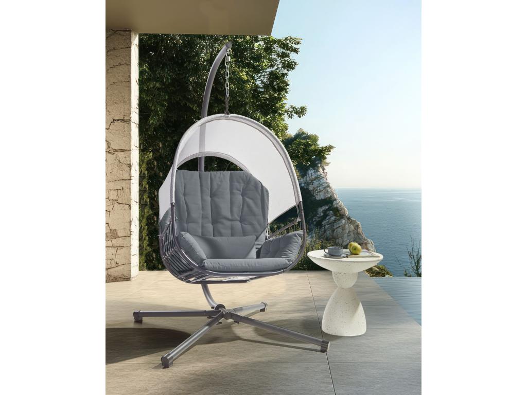 Bohometop Hanging Chair with Stand, Dark Grey Fabric 91292RWJZ