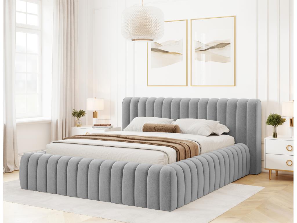 Bohometop Storage Bed – Upholstered Fabric Cover – Light Grey – 140x200 34617VCJP