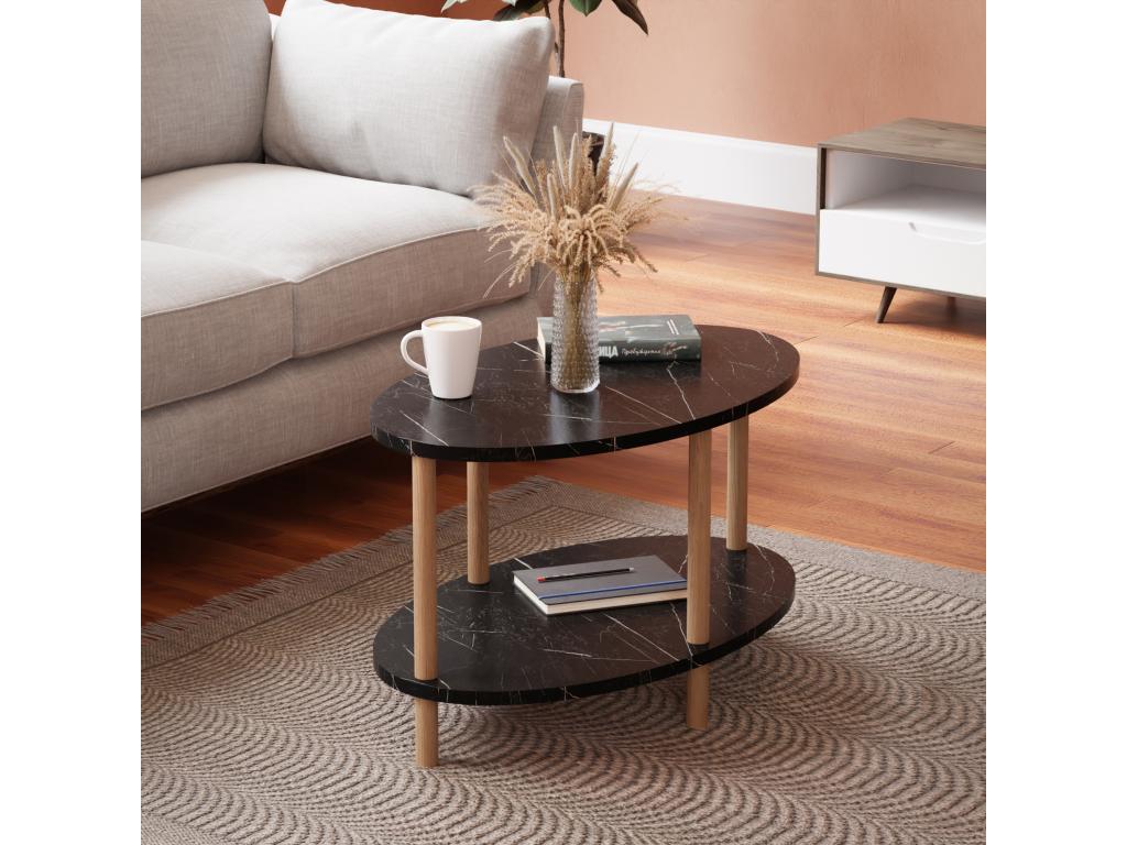 Bohometop oval coffee table 43x70x44 cm black marble Bohometop 09625PJMI