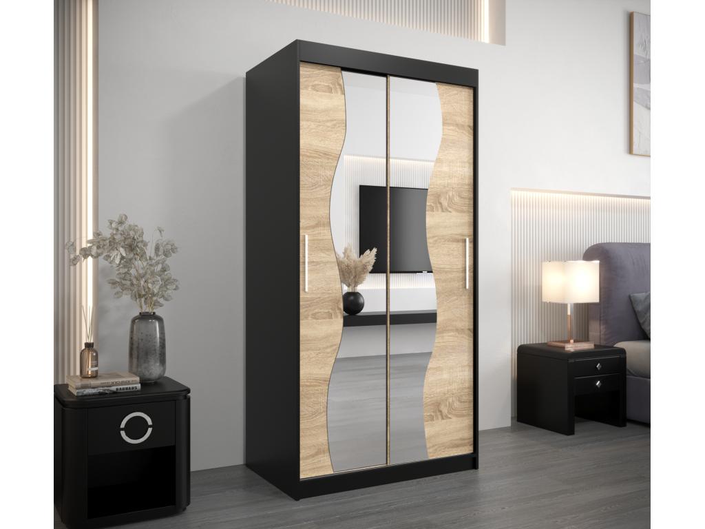 Homelumiere Sliding Door Wardrobe 200/100/62 2 Doors Black/Homelumiere