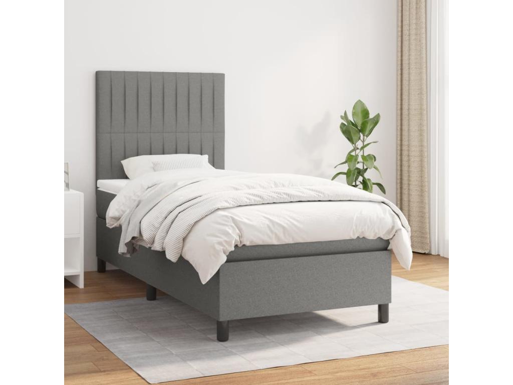 Bohometop bed base with mattress, dark grey, 90x200 cm, fabric, 13935BIDF