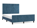 Dark blue velvet bed frame without mattress, 140x190 cm, 85247UGQC