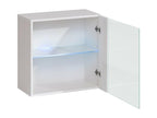 Square wall-mounted display case – White – SWITCH Collection – Glass door and LED lighting included – Modern design