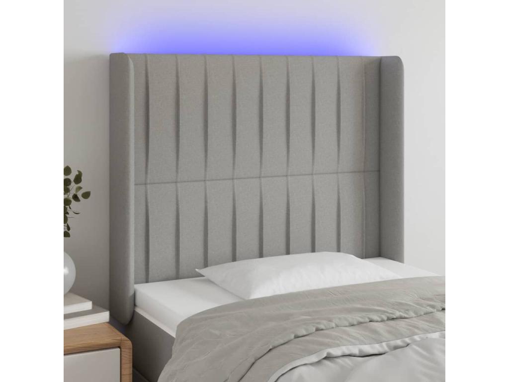 Light Grey LED Headboard 103x16x118/128 cm Fabric 04811MDVK