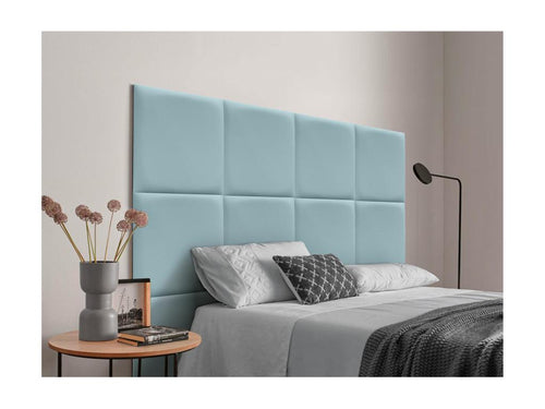 Bohometop Upholstered Headboard in High-Quality Faux Leather, Bohome Top, Composed of Interchangeable Self-Adhesive Panels, Light Blue, 140 cm, 49028BGQD