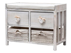 Homelumiere White Wood Bench Seat with 2 Drawers, 46x60x30