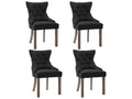 Set of 4 black fabric dining chairs