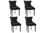Set of 4 black fabric dining chairs