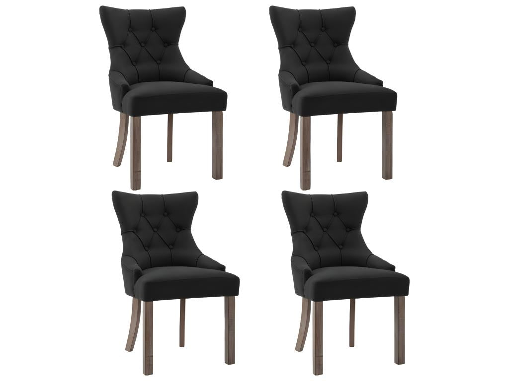 Set of 4 black fabric dining chairs