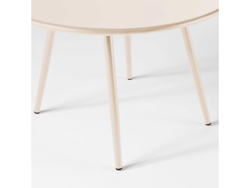 Round ivory metal garden coffee table, 40 cm - Homelumiere
