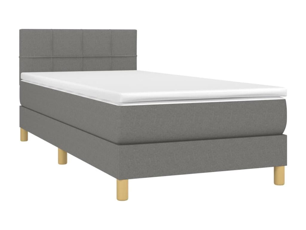 Upholstered bed base with mattress, dark grey, 80x200 cm, fabric