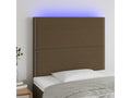 LED Headboard, Dark Brown, 80x5x118/128 cm, Fabric, 76888LGNA
