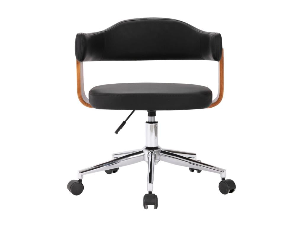 Swivel dining chair, black, bentwood and faux leather