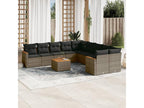 11-piece garden furniture set with grey resin wicker cushions