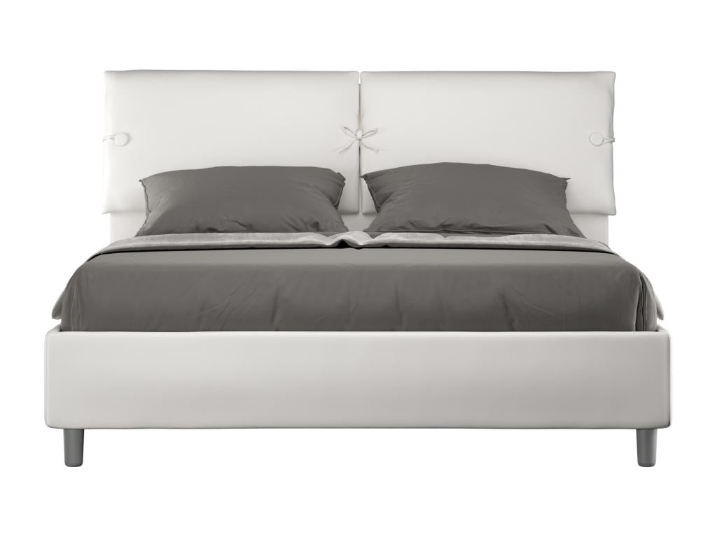 Bohometop 78146ITNN Upholstered Bed without Mattress 160x190cm White Faux Leather