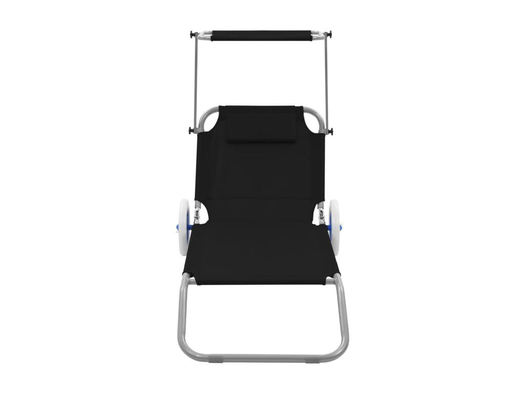 Black sun lounger/deckchair 146x63x55 cm 02 0012825 56268JWOV