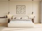 Storage bed with headboard - 180x200 cm - beige - Homelumiere