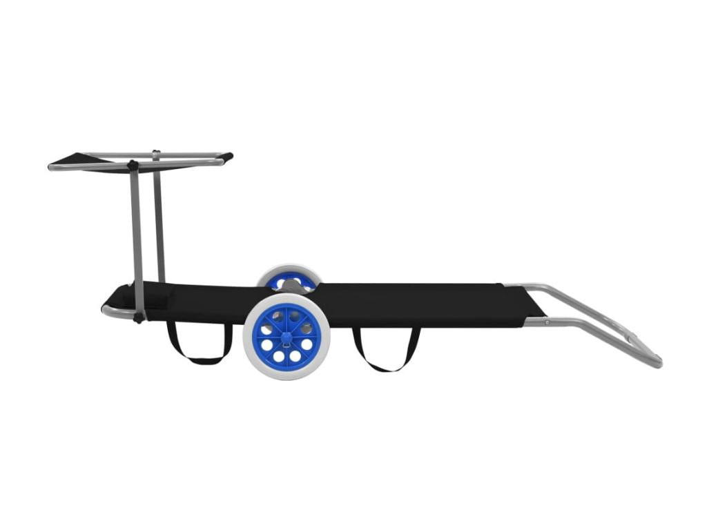 Black sun lounger/deckchair 146x63x55 cm 02 0012825 56268JWOV