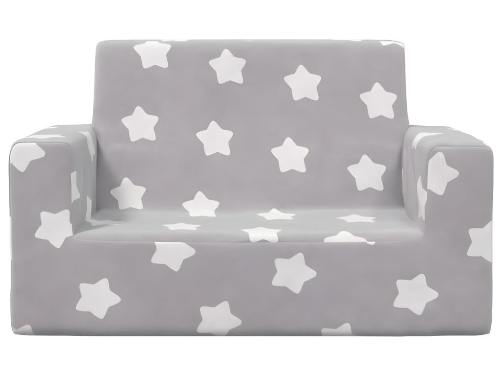 Children's 2-Seater Sofa, Light Grey with Stars, Soft Plush 02869SXMY