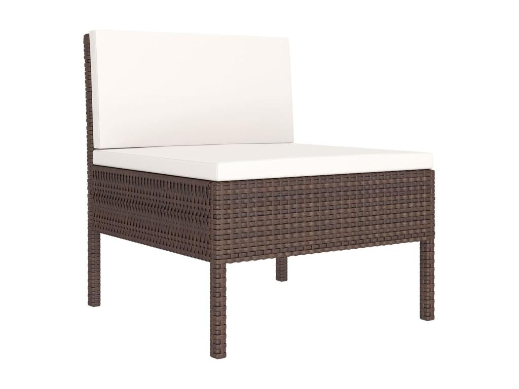 9-piece garden furniture set with cushions, brown woven resin, 37