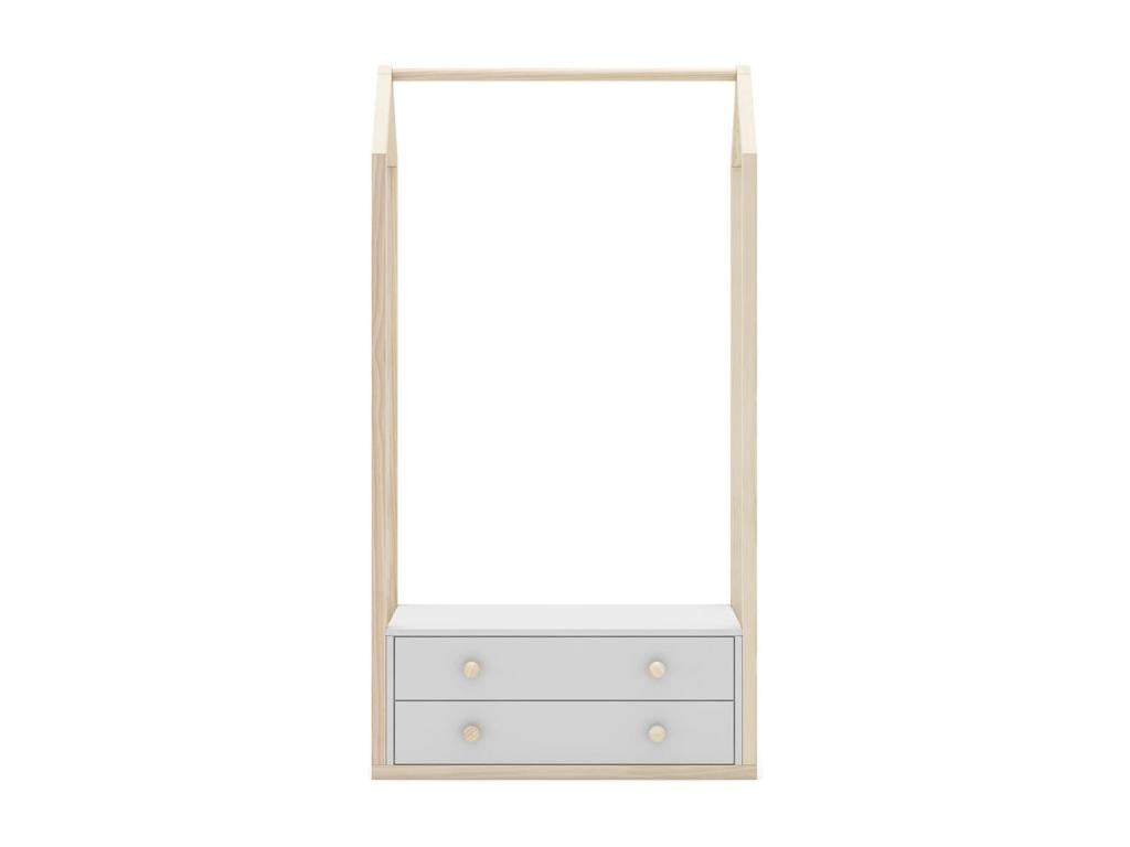 Bohometop - 2-Drawer Wardrobe in MDF and Pine, White and Natural Finish 74882DRZB