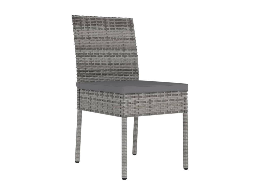 Garden dining chairs, 4 pcs, woven resin, grey, 4