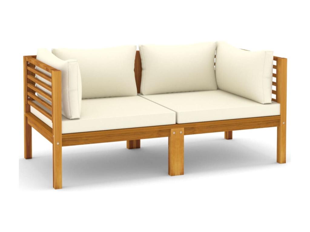 Homelumiere 2-seater garden sofa and cream cushion, solid wood