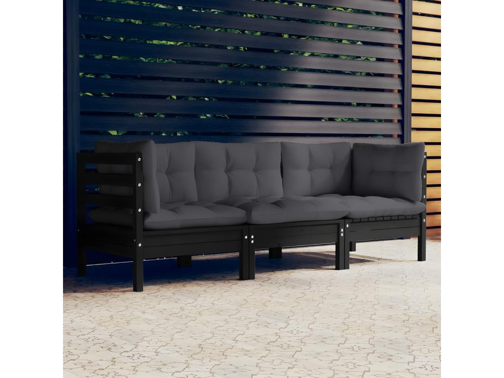 3-seater garden sofa with anthracite cushions, pine wood, 16507GNEA
