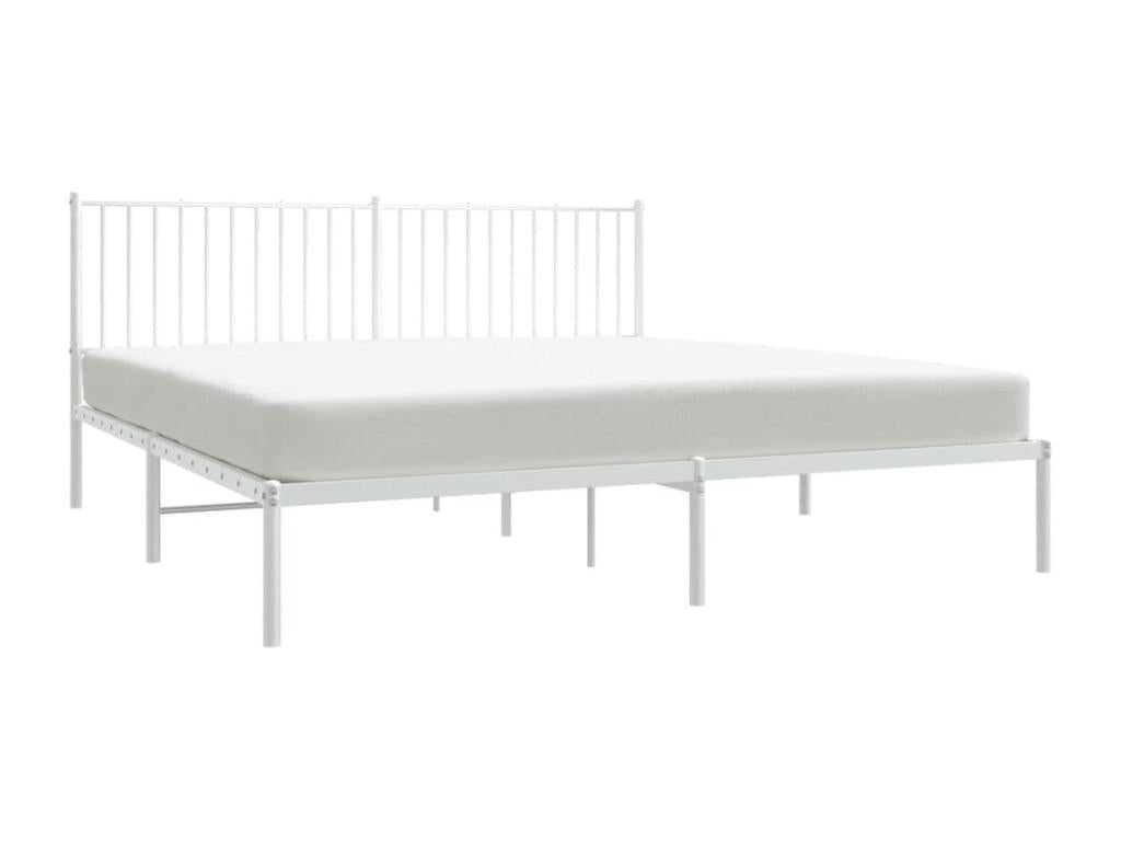 Metal bed frame with white headboard, 180x200 cm