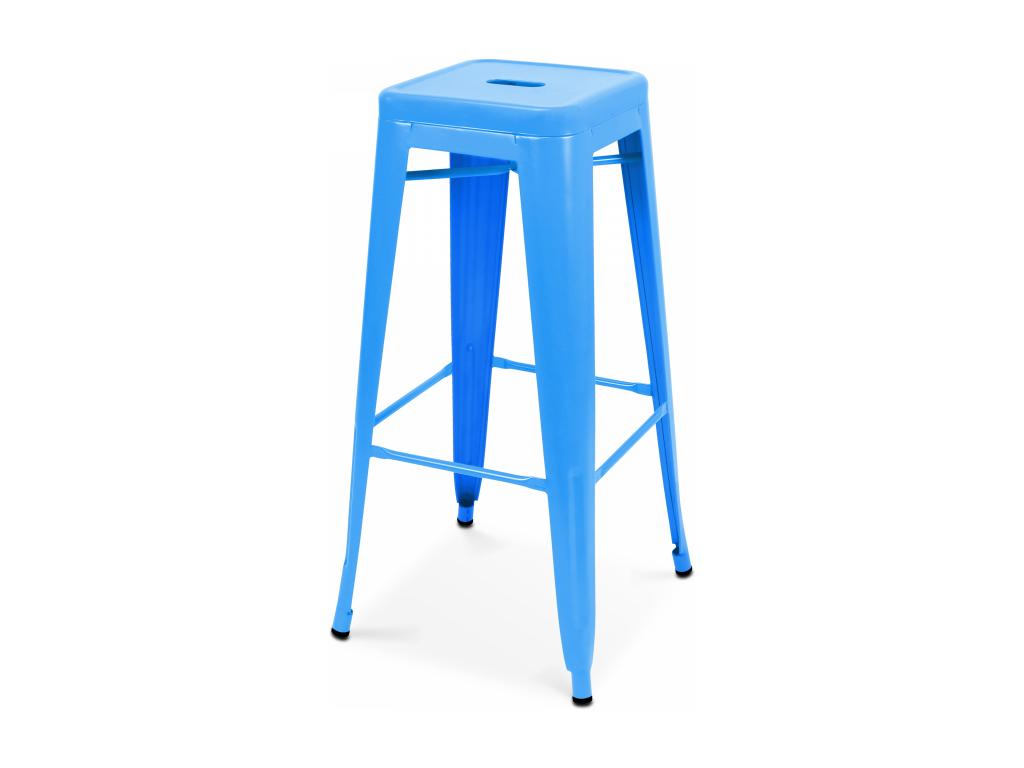 Set of 4 matte blue steel bar stools 94427QITC