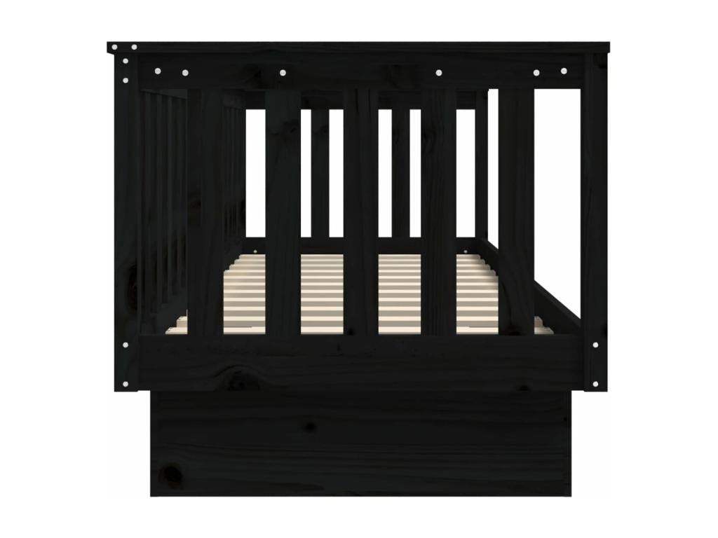 Daybed without mattress, black, 90x190 cm, solid pine wood, 25987PFBI