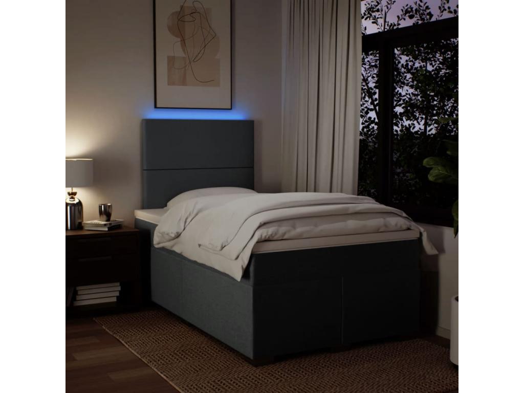 Homelumiere bed base with dark grey mattress 120x190cm fabric